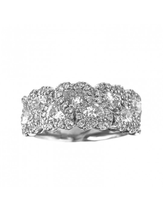 Davite & Delucchi Ring - Hearts in 18k White Gold with Natural Diamonds 0.49 ct - 0