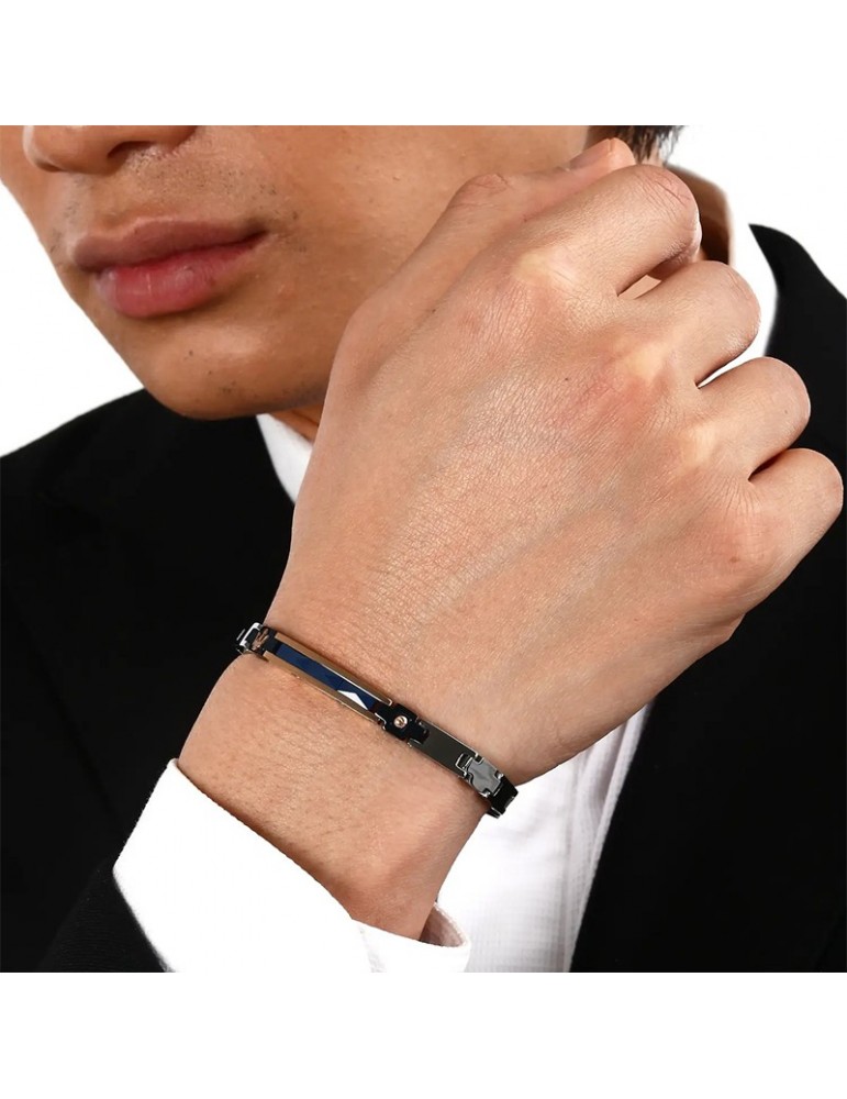 Bracciale Maserati - Ceramic - Elementi Neri -Tridente Rosè-JM224ATZ38