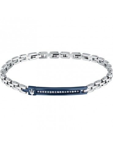 Maserati Bracelet - Iconic - Blue License Plate - White Crystals-JM224AVD40