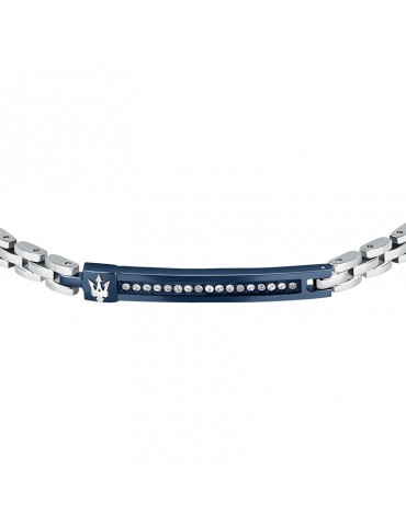 Maserati Bracelet - Iconic - Blue License Plate - White Crystals-JM224AVD40 2