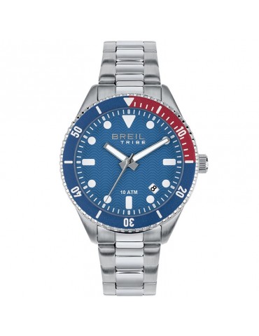 Breil Tribe Watch - Overhand - Silver - 39mm - Blue and Red - EW0717