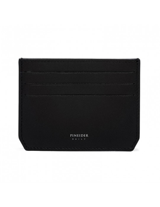 Pineider Credit Card Holder - in Black Smooth Calfskin with 6 compartments - 0