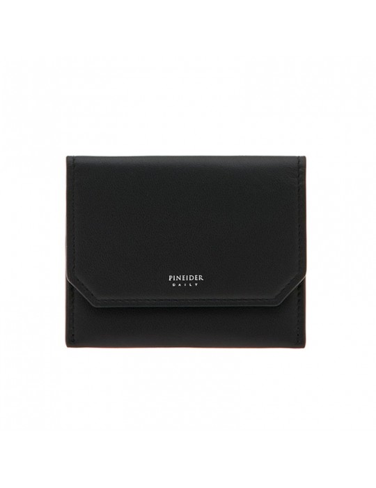 Pineider Credit Card Holder - in Black Smooth Calfskin with Flap - 0