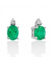 Miluna Women's Earrings - in 18k White Gold with Natural Diamonds and Emeralds 0.30 ct - 0