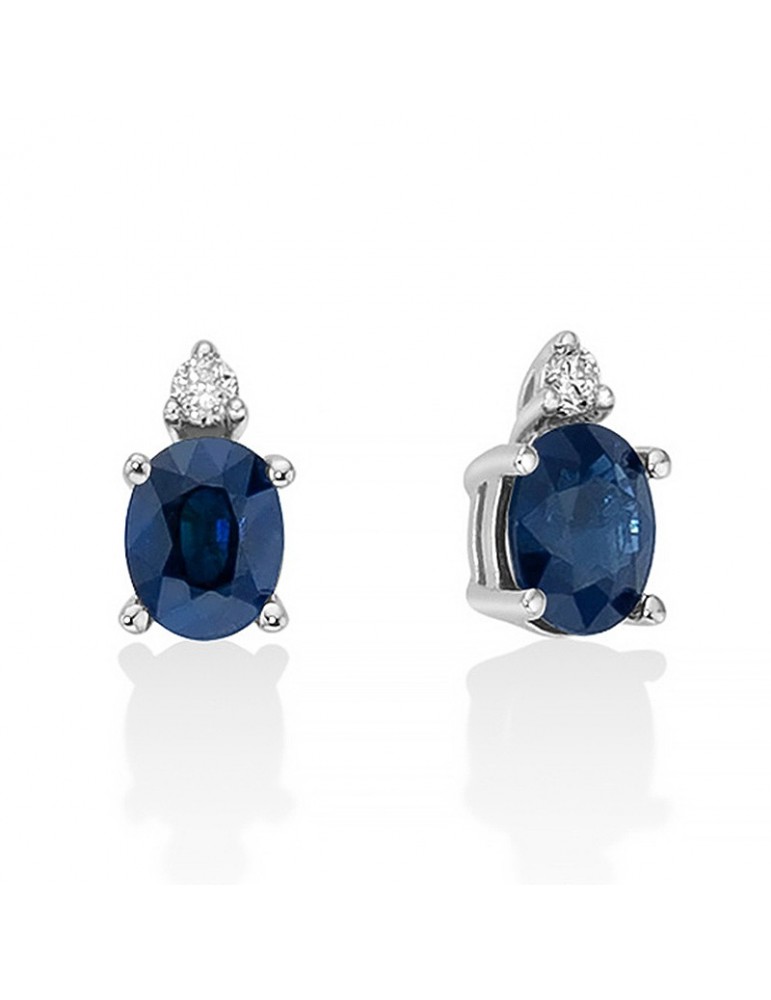 Miluna Women's Earrings - in 18k White Gold with Natural Diamonds and Sapphires 0.46 ct - 0