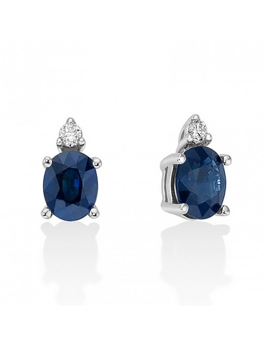 Miluna Women's Earrings - in 18k White Gold with Natural Diamonds and Sapphires 0.46 ct - 0
