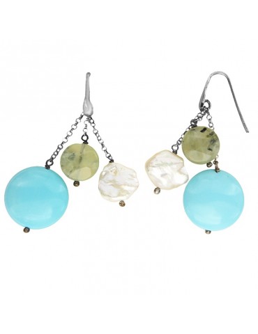 Della Rovere Earrings - Turquoise Paste - Baroque Pearl - ORDRP084TER 2
