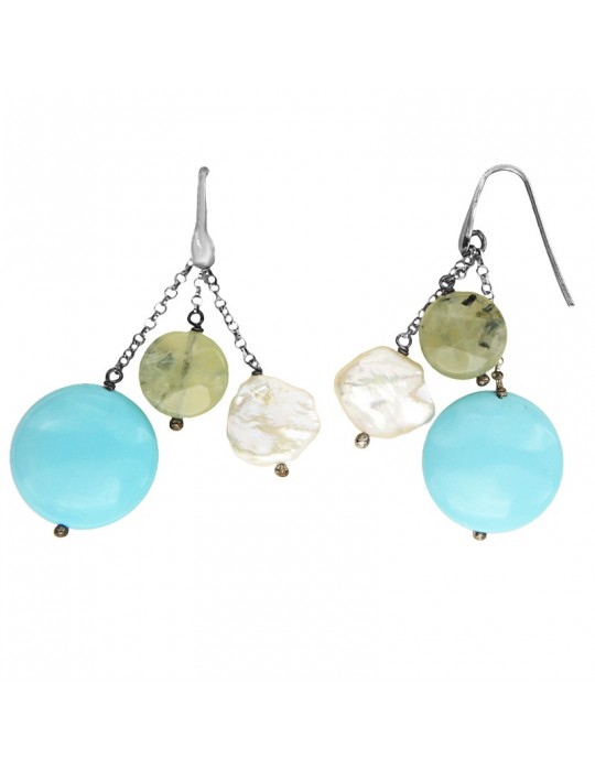 Della Rovere Earrings - Turquoise Paste - Baroque Pearl - ORDRP084TER