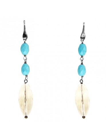 Della Rovere Earrings - Turquoise Paste - Ialine Quartz - DR140