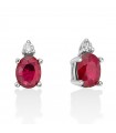 Miluna Women's Earrings - in 18k White Gold with Natural Diamonds and Rubies 0.42 ct - 0