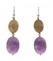 Della Rovere Earrings - in 925% Silver Pendants with Agatized Coral and Amethyst