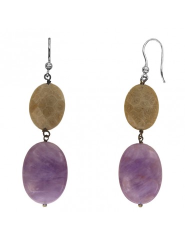 Della Rovere Earrings - Pendants - Agatized Coral - Amethyst - ORXX3 2