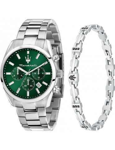 Special Pack Orologio Maserati-Attrazione-Silver-43mm-Verde-R8853151017
