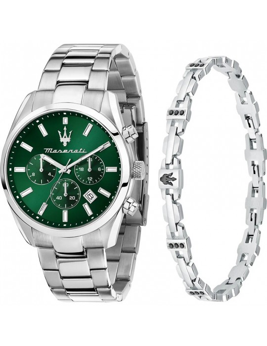 Special Pack Maserati Watch-Attrazione-Silver-43mm-Green-R8853151017