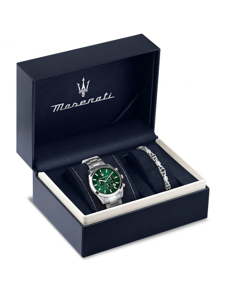 Special Pack Maserati Watch-Attrazione-Silver-43mm-Green-R8853151017