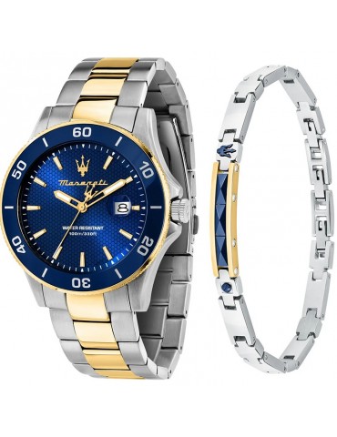 Special Pack Maserati - Competizione -Silver-Gold-43mm-Blu-R8873600007