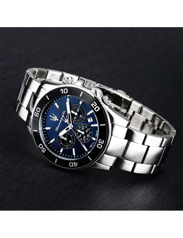 Orologio Maserati - Competizione -  Silver-43mm-Blu e Nero-R8873600009