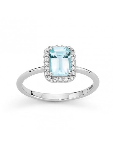 Miluna Ring - in 18k White Gold with 0.87 ct Aquamarine and Natural Diamonds - 0 2
