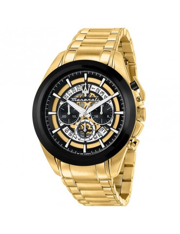 Maserati Watch - Chronograph - Gold - 45mm - Black Bezel - R8873612058