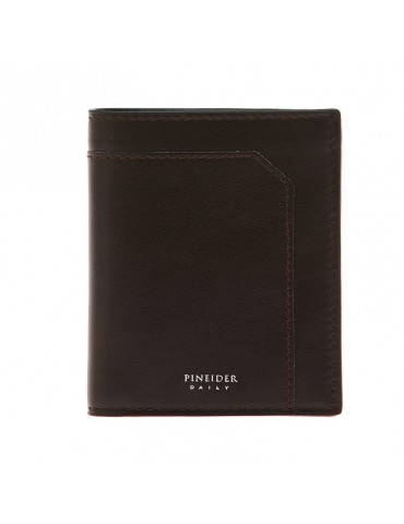 Pineider Vertical Wallet - in Dark Brown Tumbled Calfskin - 0 2