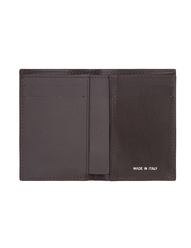 Pineider Vertical Wallet - in Dark Brown Tumbled Calfskin - 0