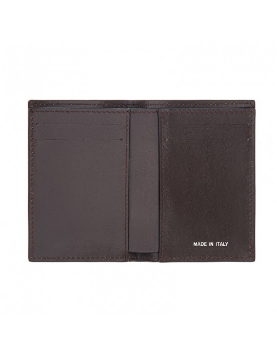 Portafoglio Verticale Pineider - in Pelle di Vitello Bottalata Marrone Scuro - PTS713059