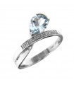 Comete Ring - in 18k White Gold with Aquamarine and Natural Diamonds - 0