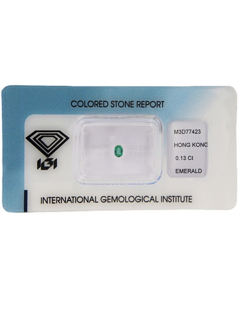 Smeraldo in Blister IGI da 0,13 Carati - Hong Kong - 0