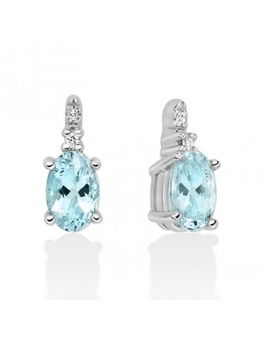Miluna Women's Earrings - in 18k White Gold with Natural Diamonds and Aquamarine 0.74 ct - 0