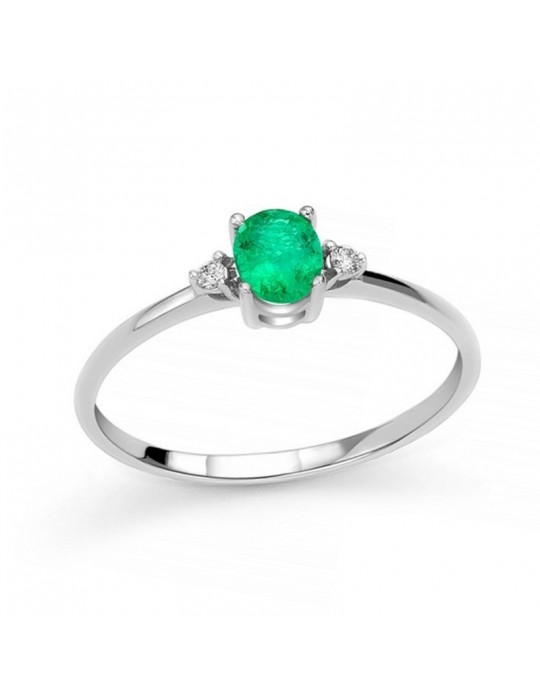 Anello Miluna - Oro Bianco 18 carati - Smeraldo 0,32 ct - Diamanti - LID3647