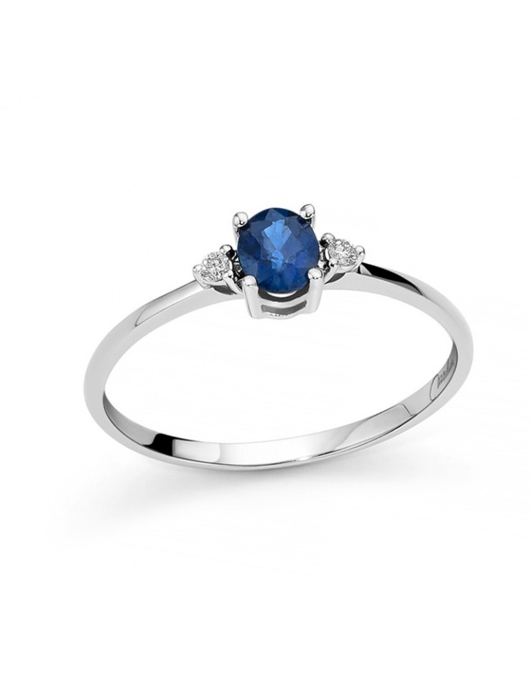 Anello Miluna - Oro Bianco 18 carati - Zaffiro 0,43 ct - Diamanti - LID3670