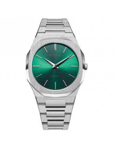 D1 Milano Watch - Ultra Thin - Scarabeo - Silver -40mm-Green-UTBJ37