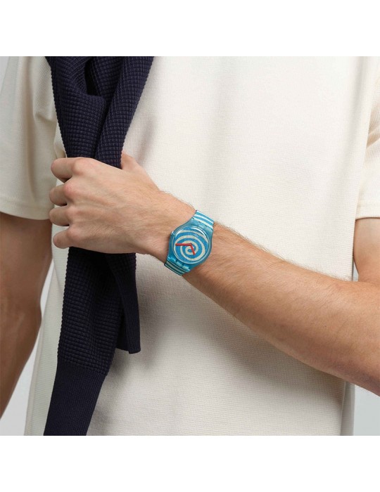 Swatch watch - Bourgeois's Spirals - 41mm - Blue - SUOZ364