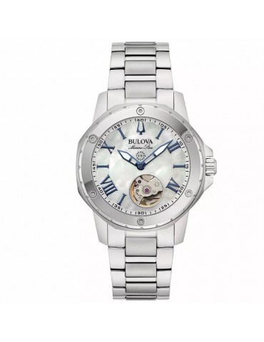 Bulova Women's Watch - Marine Star Automatic Mechanical 35mm Mother of Pearl with Steel Bracelet - 0