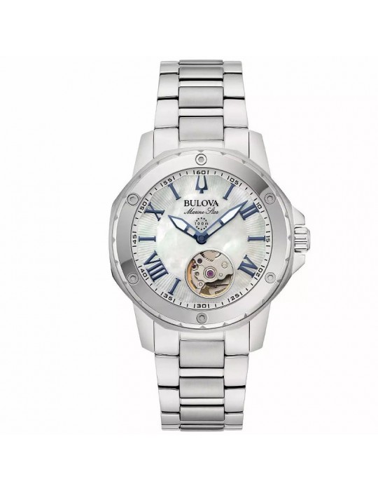 Bulova Women's Watch - Marine Star Automatic Mechanical 35mm Mother of Pearl with Steel Bracelet - 0