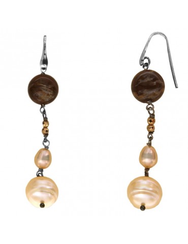 Della Rovere Earrings - Baroque Pearls - Brown Agate - ORDRP030 2