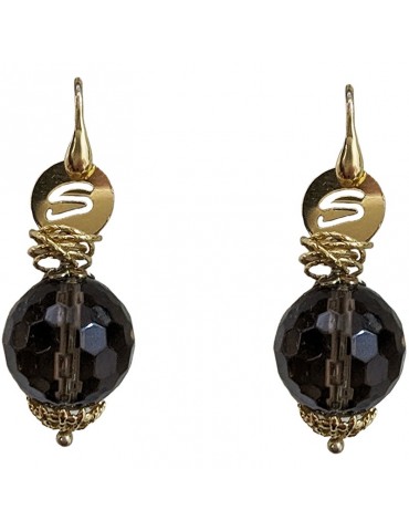 Sikè Earrings - in 925% Gold Plated Silver - Smoky Quartz - 425ORM6