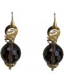 Sikè Earrings - in 925% Gold Plated Silver - Smoky Quartz - 425ORM6