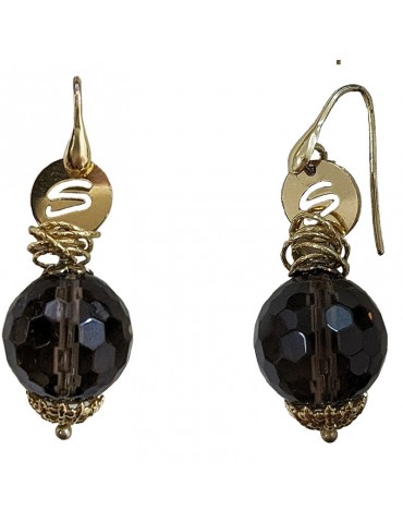 Sikè Earrings - in 925% Gold Plated Silver - Smoky Quartz - 425ORM6 2