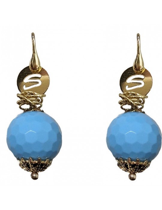 Sikè Earrings - in 925% Gold Plated Silver - Turquoise Agate - ART426OR