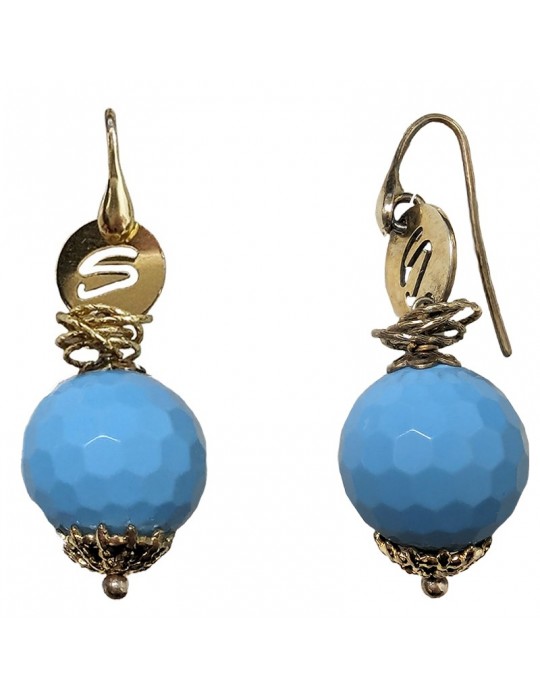 Sikè Earrings - in 925% Gold Plated Silver - Turquoise Agate - ART426OR