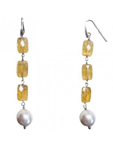 Orecchini Della Rovere - Pendenti -Quarzo Citrino-Perle Barocche-DR129 2