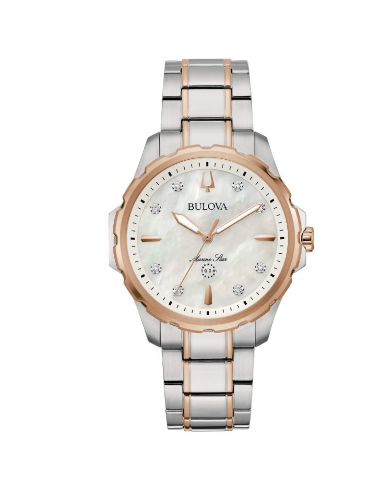 Bulova Women's Watch Marine Star Quartz 36mm Rose Gold Mother of