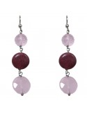 Della Rovere Earrings-Pendants-Rose Quartz-Red Fossil Wood-OROV18