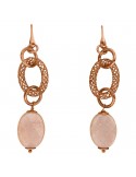 Della Rovere Earrings - Pink - Rose Quartz - Worked Oval-ORDRP074