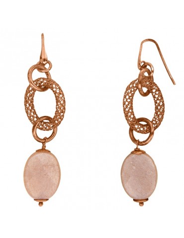 Della Rovere Earrings - Pink - Rose Quartz - Worked Oval-ORDRP074 2