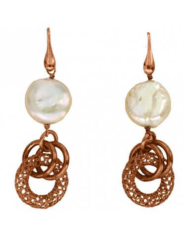 Della Rovere Earrings - Pink Pearl - Worked Circle - DR203