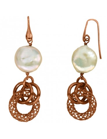 Della Rovere Earrings - Pink Pearl - Worked Circle - DR203 2