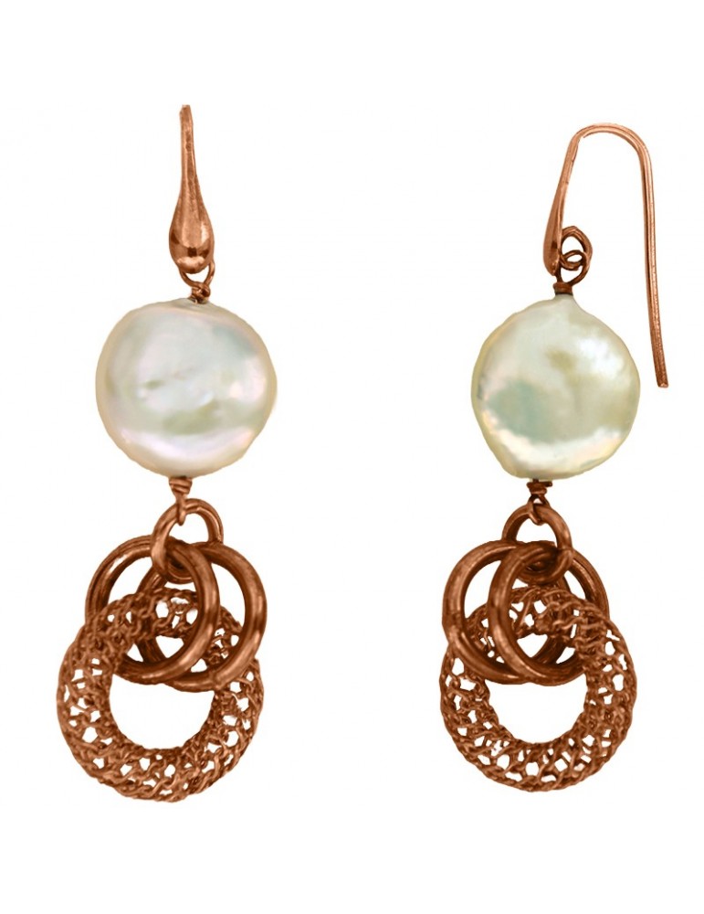 Della Rovere Earrings - Pink Pearl - Worked Circle - DR203