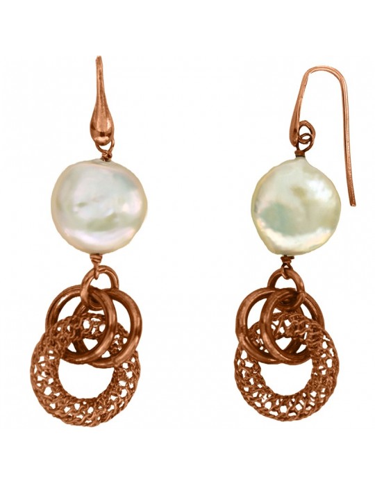 Della Rovere Earrings - Pink Pearl - Worked Circle - DR203